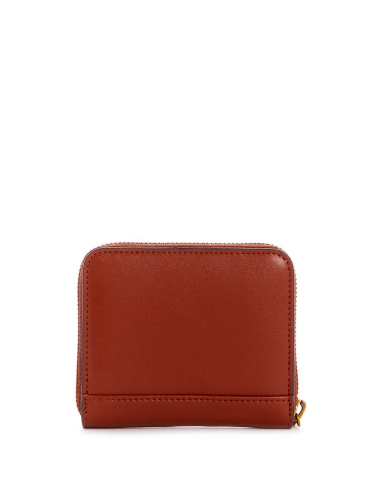 Burgundy Women's GUESS Hensely Small Zip-Around Wallets | USA78HTOPA