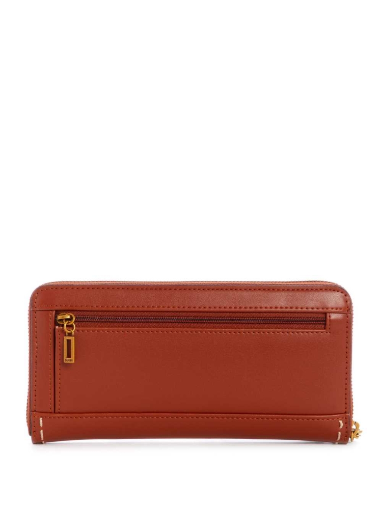 Burgundy Women's GUESS Stephi Large Zip-Around Wallets | USA80KWGMV