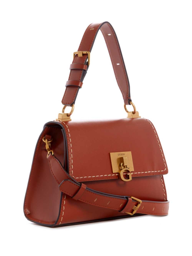 Burgundy Women's GUESS Stephi Top-Handle Shoulder Bags | USA82ZRXED