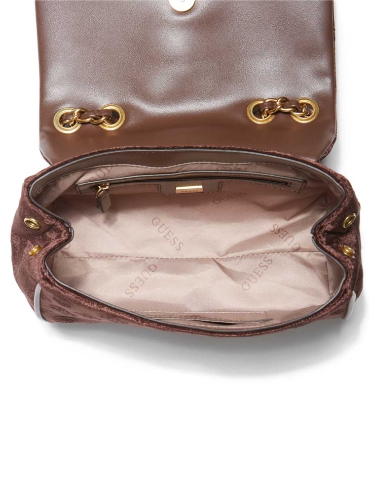 Dark Brown Women's GUESS Kimi Logo Convertible Crossbodies | USA39THFPW