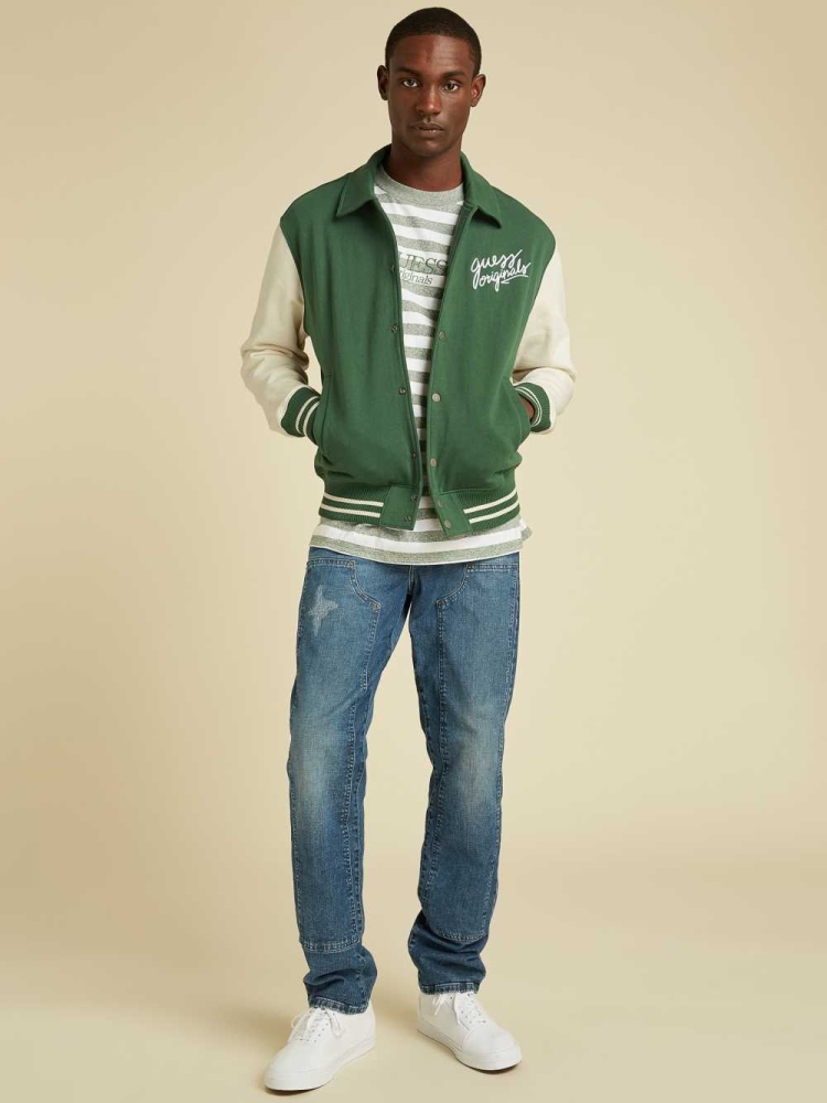 Dark Green Multicolor Men's GUESS Originals Varsity Inspired Jackets | USA57RUSTV