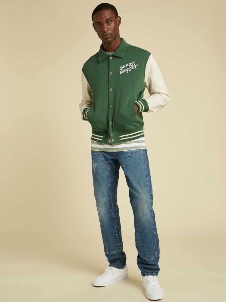 Dark Green Multicolor Men's GUESS Originals Varsity Inspired Jackets | USA57RUSTV