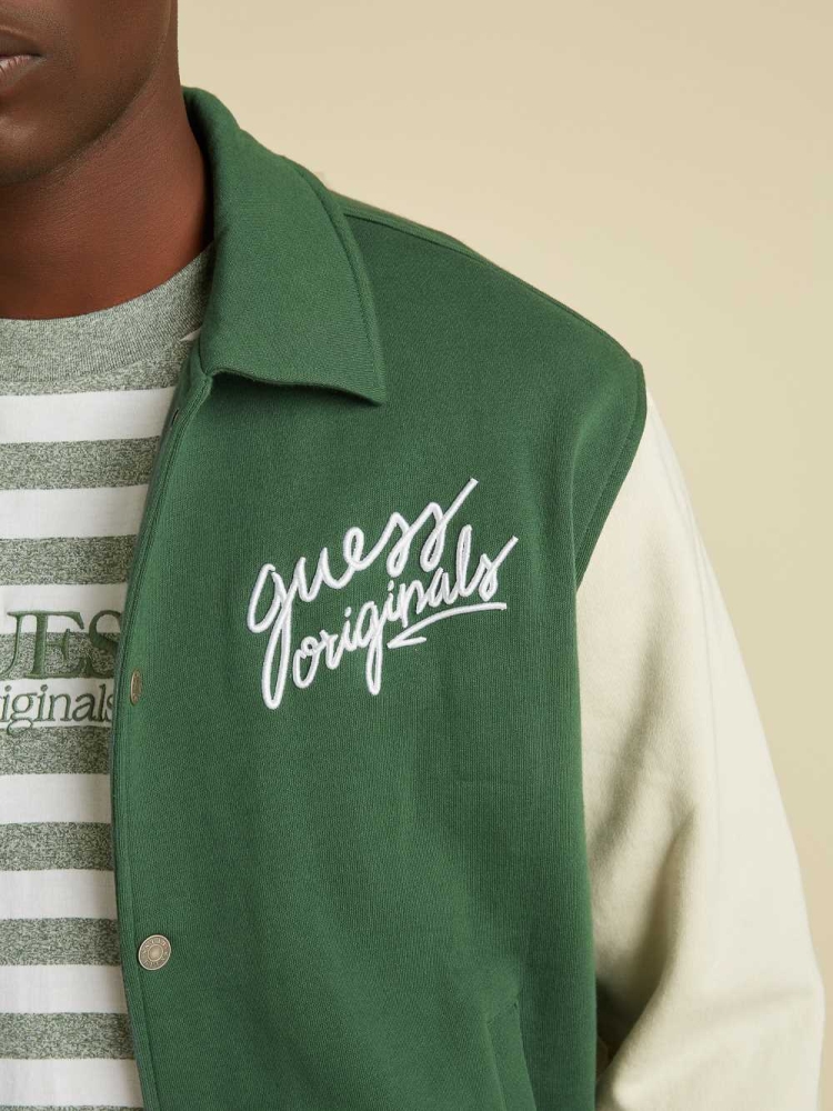 Dark Green Multicolor Men's GUESS Originals Varsity Inspired Jackets | USA57RUSTV