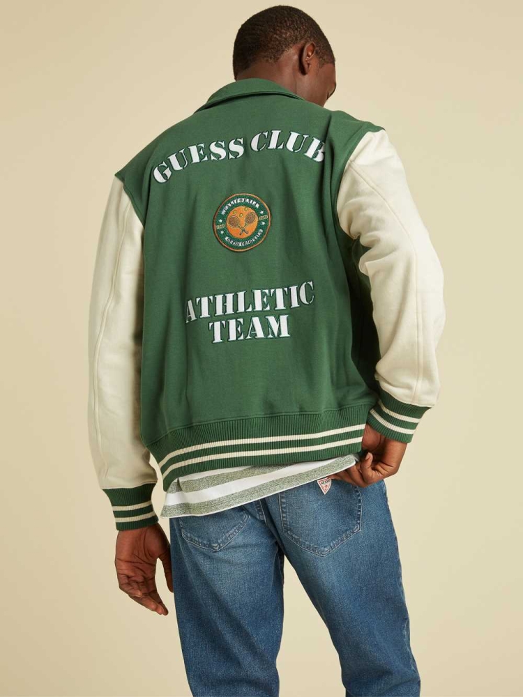 Dark Green Multicolor Men's GUESS Originals Varsity Inspired Jackets | USA57RUSTV