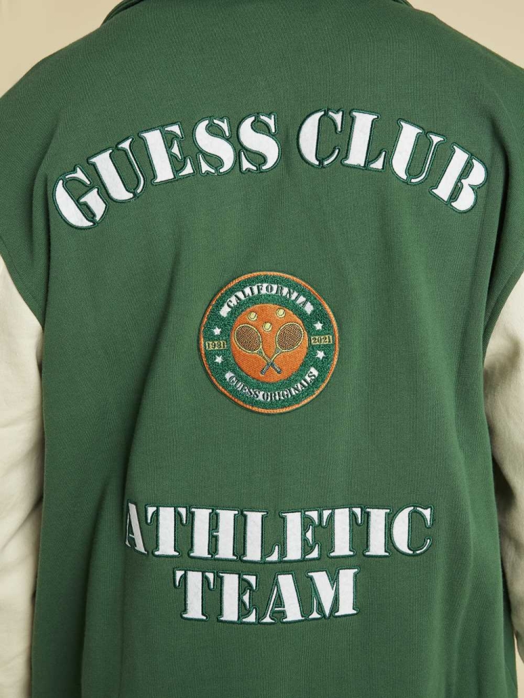 Dark Green Multicolor Men's GUESS Originals Varsity Inspired Jackets | USA57RUSTV