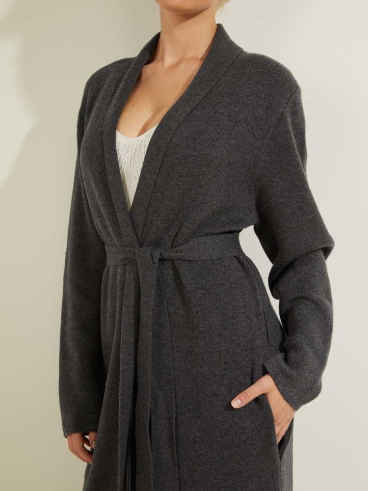 Dark Grey Women's GUESS Clarissa Cardigan Sweaters | USA38YZLCX