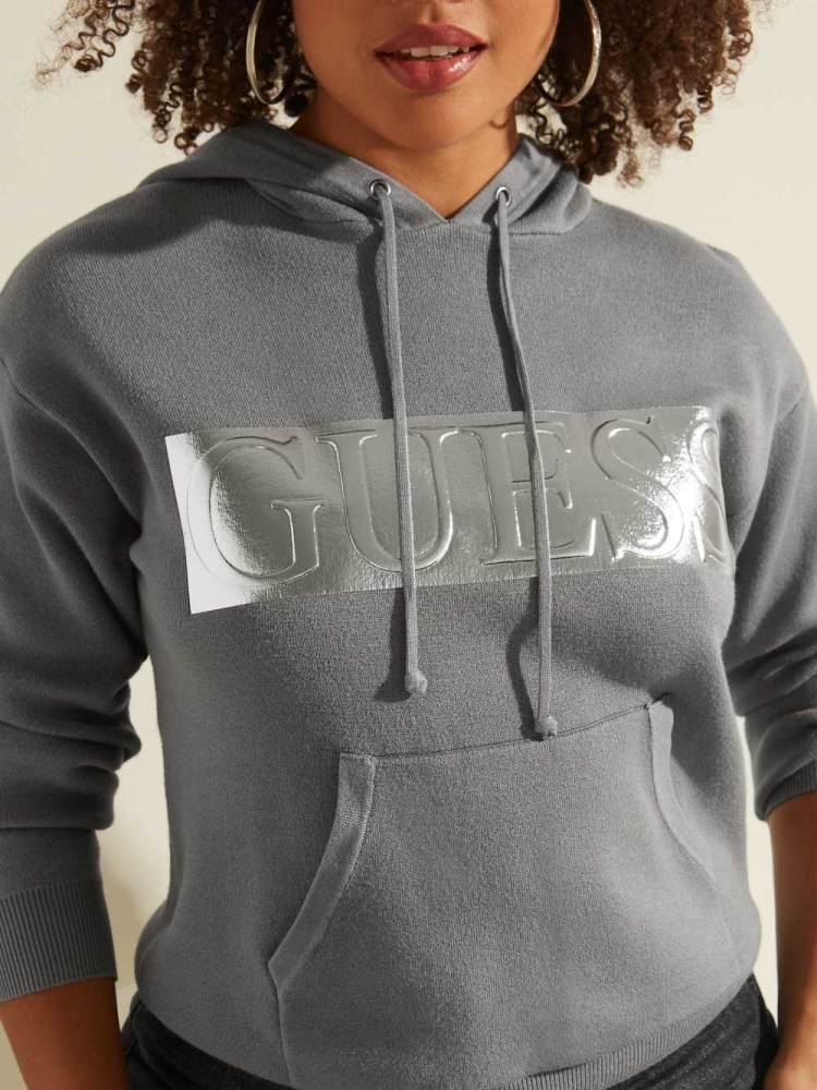 Dark Grey Women's GUESS Gemma Hoodies | USA41OBRPE