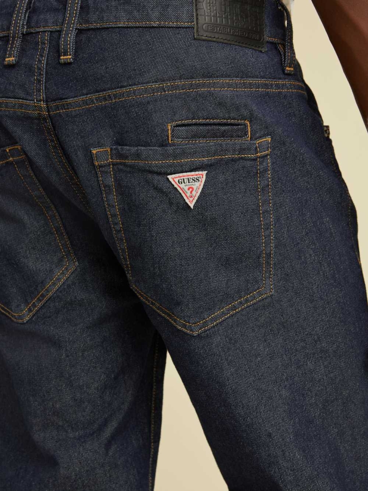 Dark Wash Men's GUESS Originals Slim Straight Jeans | USA92CLGYZ