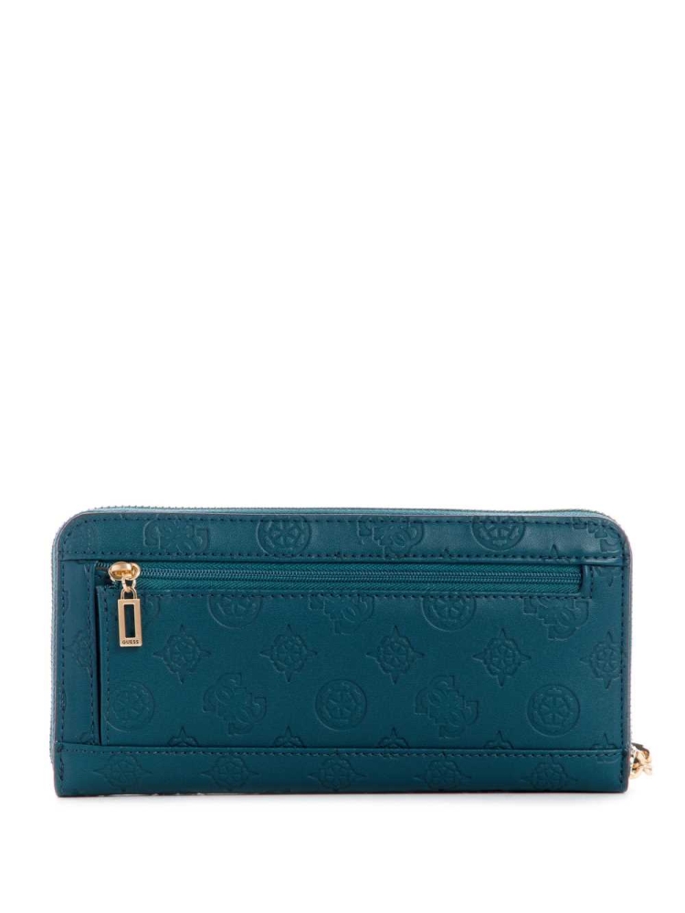 Deep Green Women's GUESS Bea Large Zip-Around Wallets | USA13XTJNF