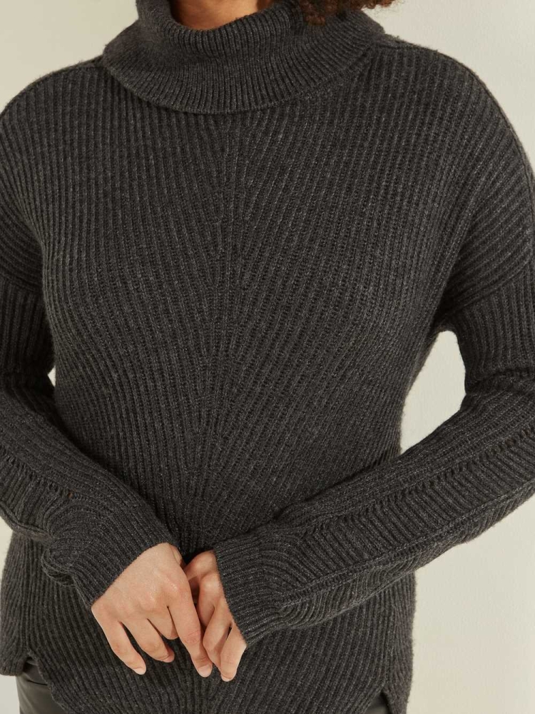 Deep Grey Women's GUESS Doni Turtleneck Sweaters | USA59PXJHS