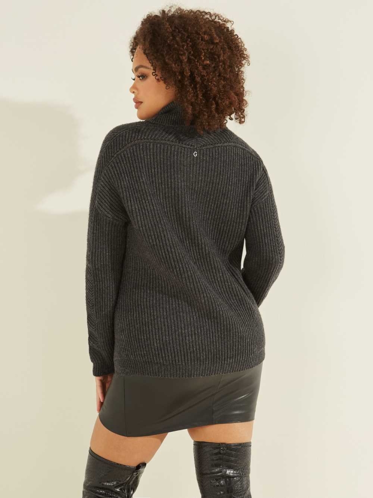 Deep Grey Women's GUESS Doni Turtleneck Sweaters | USA59PXJHS