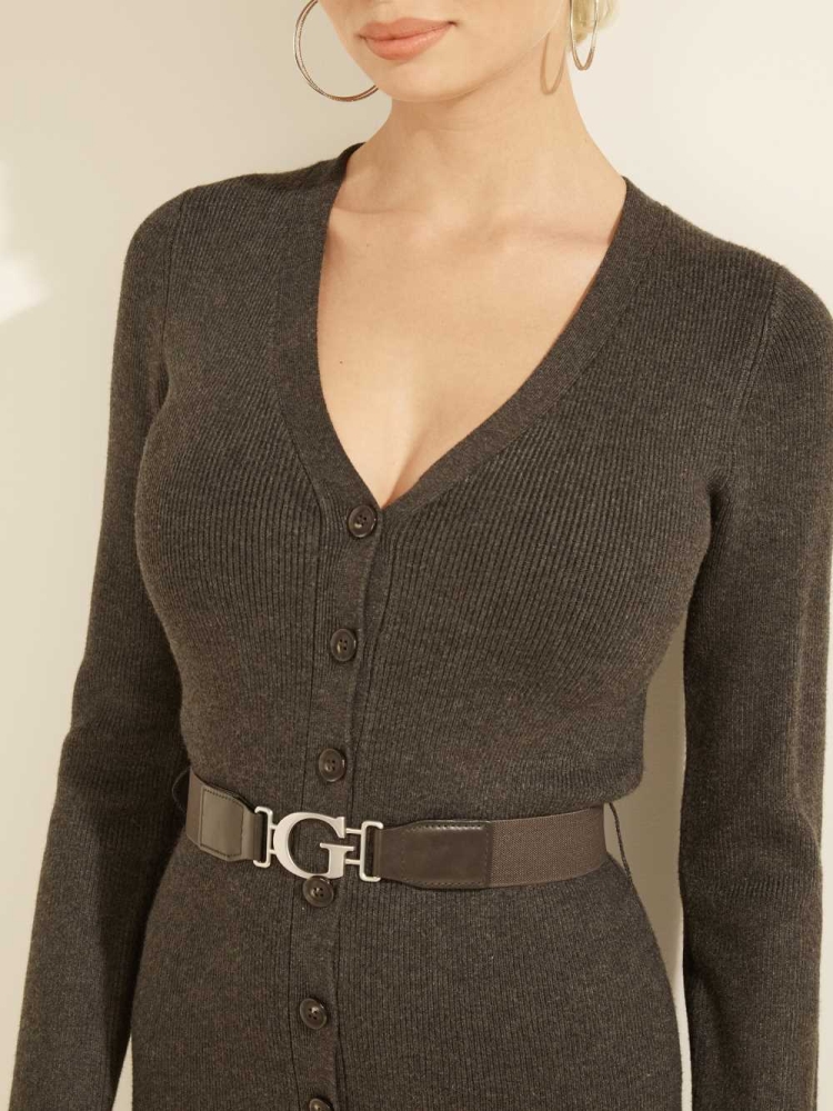 Deep Grey Women's GUESS Luised Cardigan Jumpsuits | USA24CZTDB