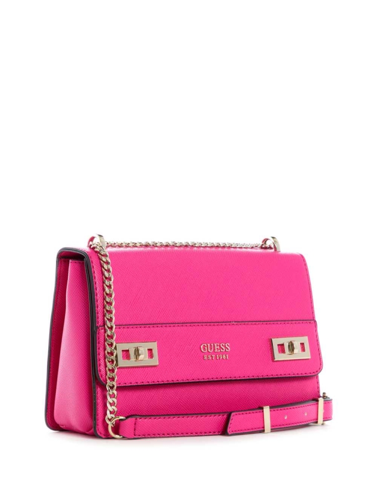 Fuchsia Women's GUESS Katey Convertible Crossbodies | USA70FOIWX