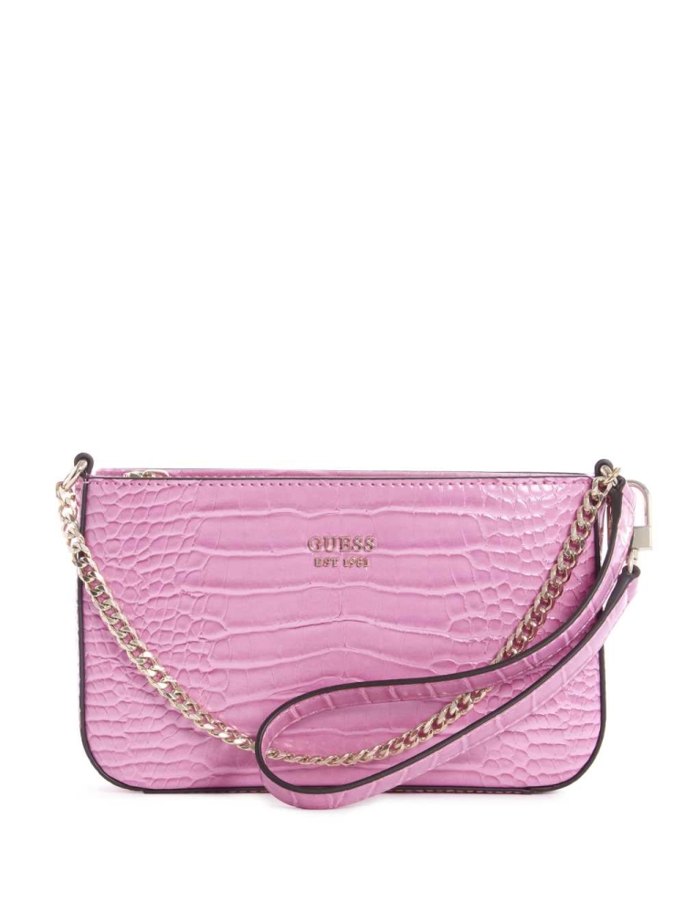 Fuchsia Women\'s GUESS Katey Mini Shoulder Bags | USA46NJZHX