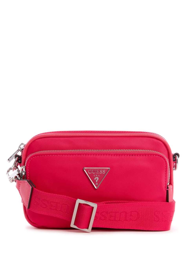 Fuchsia Women\'s GUESS Little Bay Camera Crossbodies | USA61QWXHO