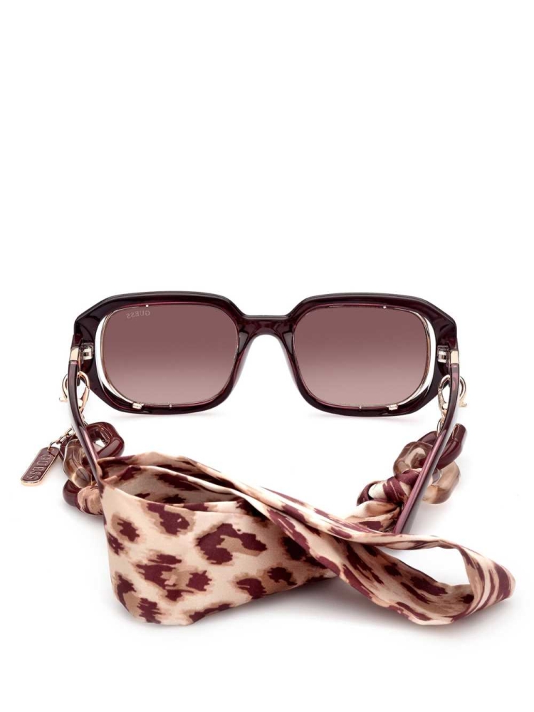 Fuchsia Women's GUESS Rectangle Sunglasses | USA29SEGOR