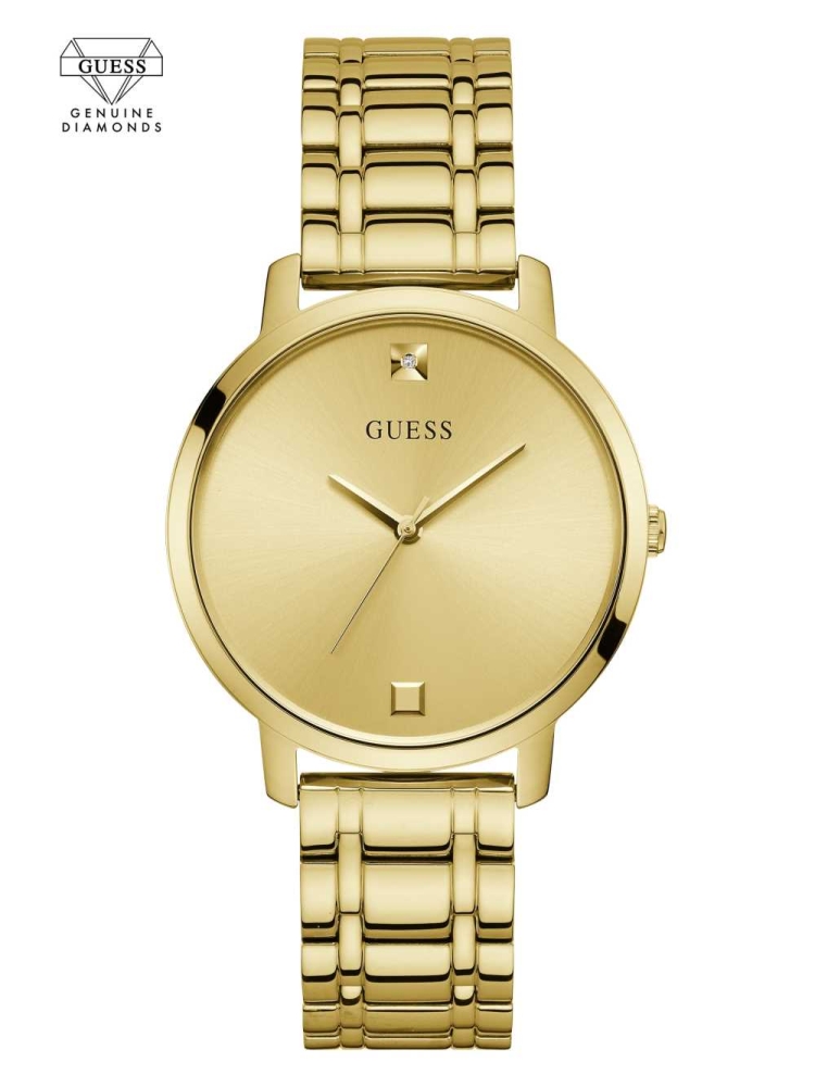 Gold Men\'s GUESS Gold-Tone Diamond Analog Watches | USA58GJXAM