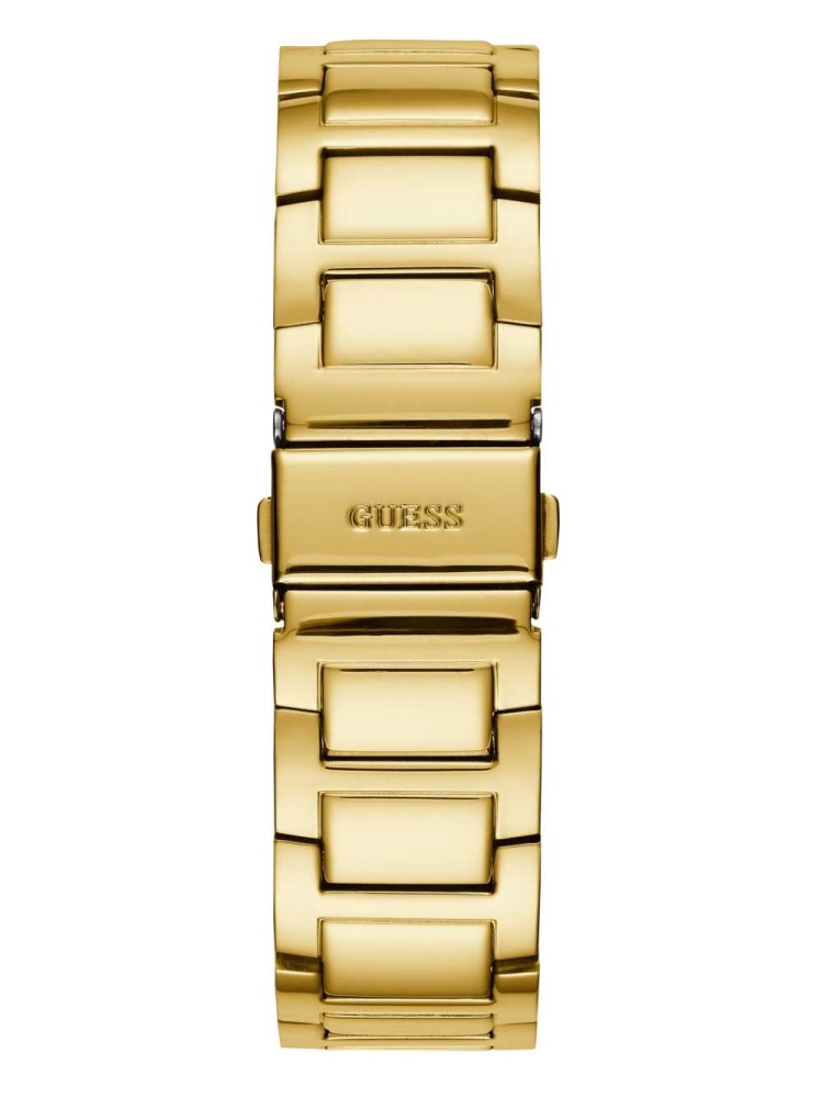 Gold Men's GUESS Rhinestone Gold-Tone Multifunction Watches | USA58MWYUK