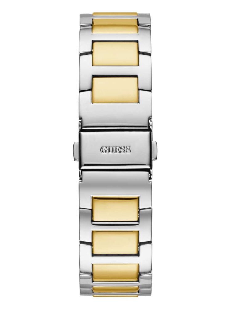 Gold Men's GUESS Sport Two-Tone Watches | USA37UZDBS