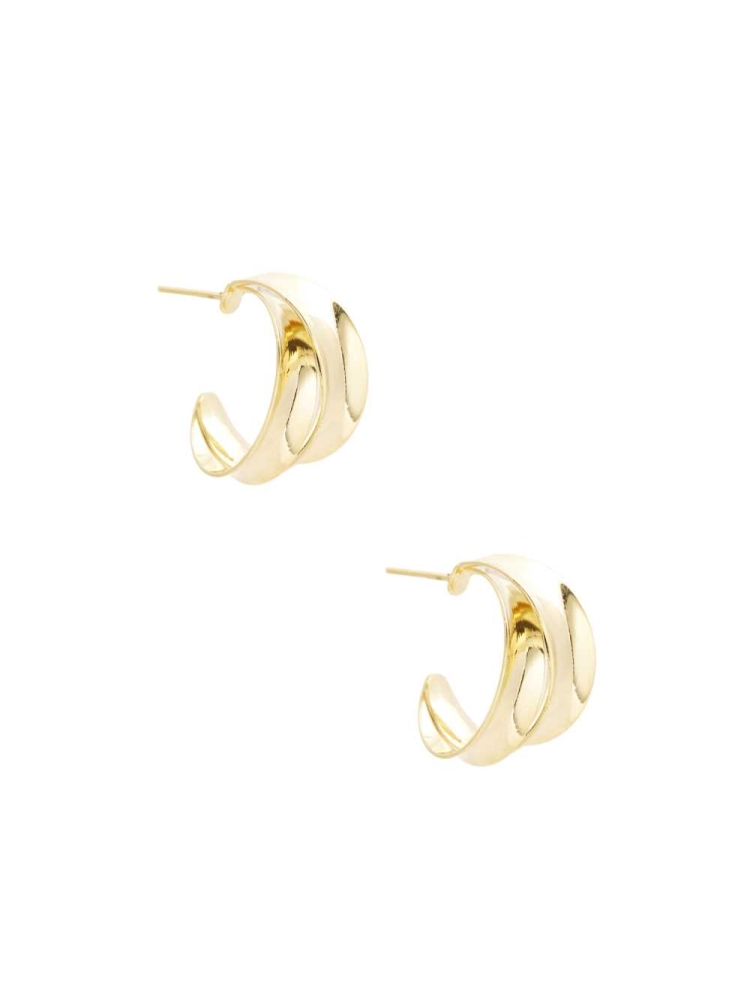 Gold Women's GUESS 14KT Gold Double Hoop Earrings | USA71JNXZT