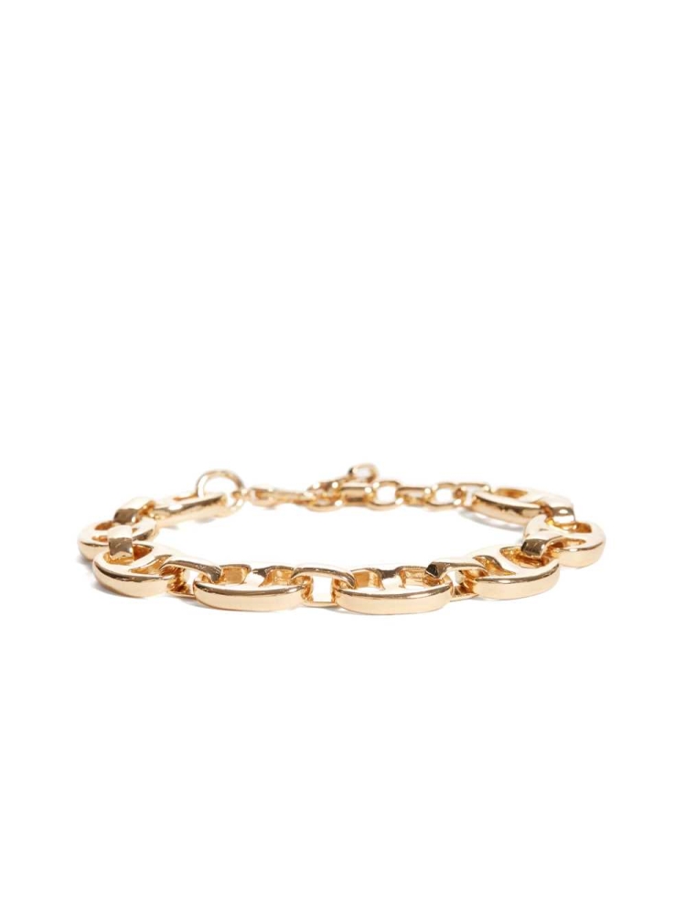 Gold Women's GUESS 14KT Mariner Chain Bracelet | USA70BQXJM