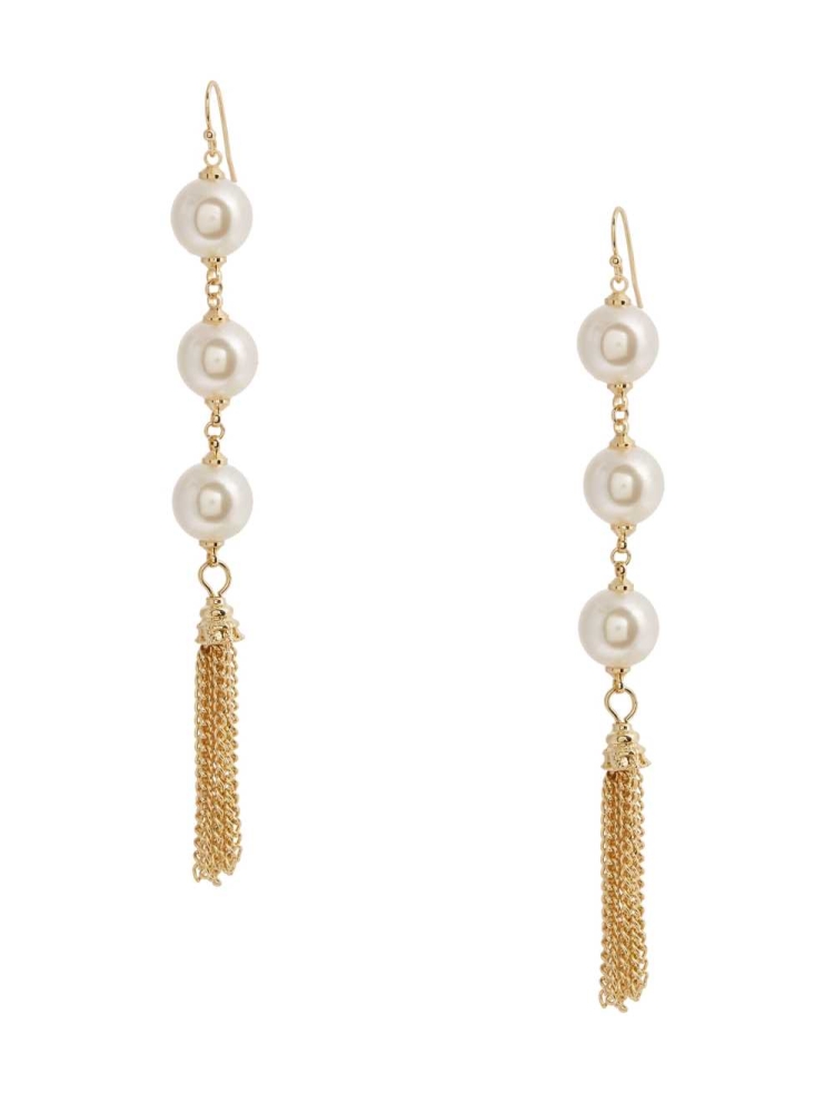 Gold Women\'s GUESS 14KT Pearl Tassel Earrings | USA68MWBKF