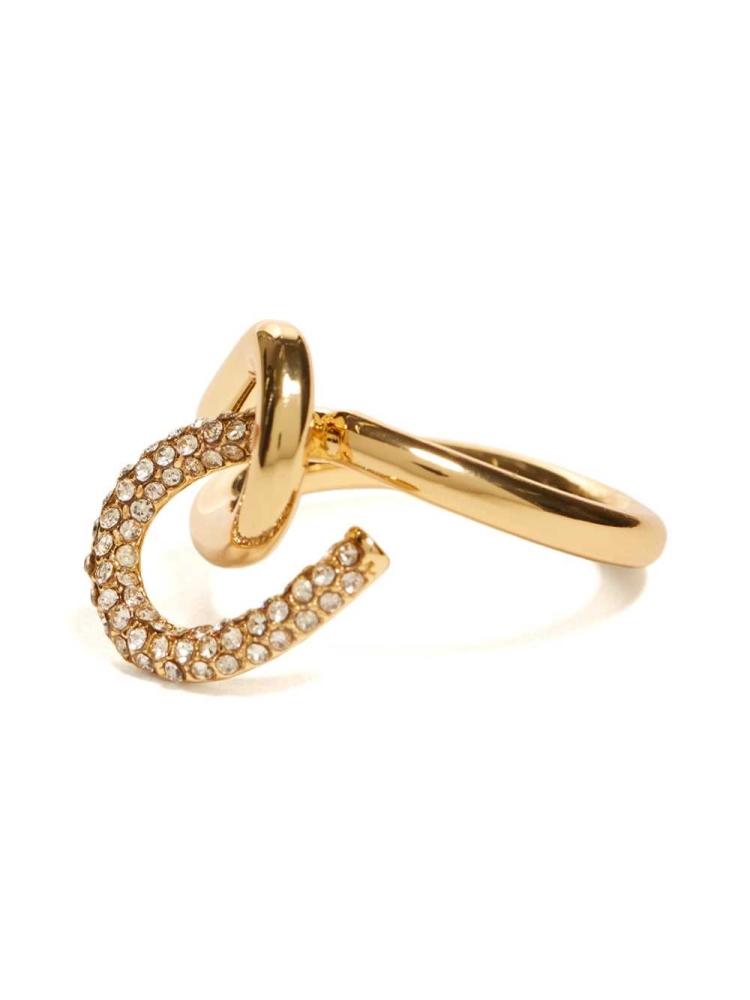 Gold Women's GUESS 14KT Plated Curve Statement Ring - Size 7 Ring | USA16IMGEL