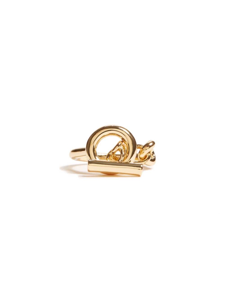 Gold Women's GUESS 14KT Plated Toggle Ring - Size 7 Ring | USA78SRKPO