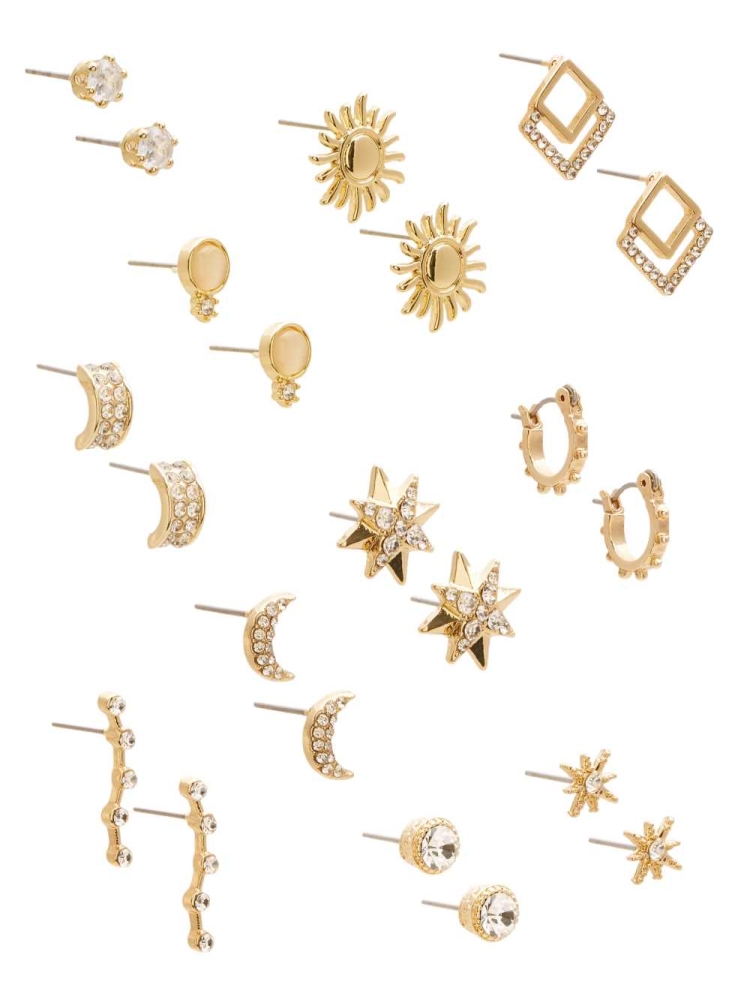 Gold Women's GUESS Glamour Stud Set Earrings | USA69VXAKT