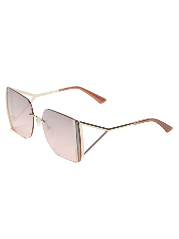 Gold Women's GUESS Gold Rimless Square Sunglasses | USA35NOCDB