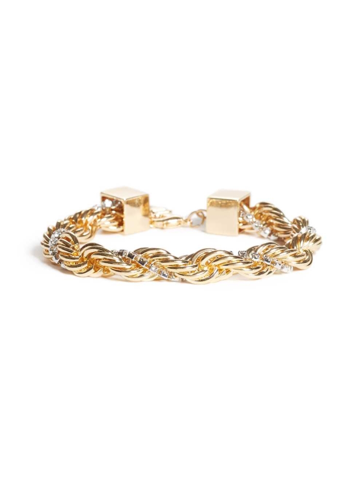 Gold Women's GUESS Gold-Tone Braided Bracelet | USA41OUPTS