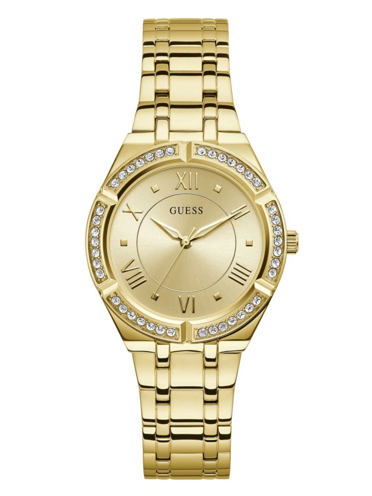 Gold Women\'s GUESS Gold-Tone Champagne Analog Watches | USA68OYLUA