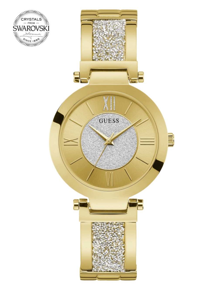 Gold Women\'s GUESS Gold-Tone Crystal Bangle Analog Watches | USA12YLRDH