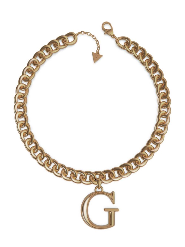 Gold Women\'s GUESS Gold-Tone G Logo Curb Chain Necklace | USA15OABUI