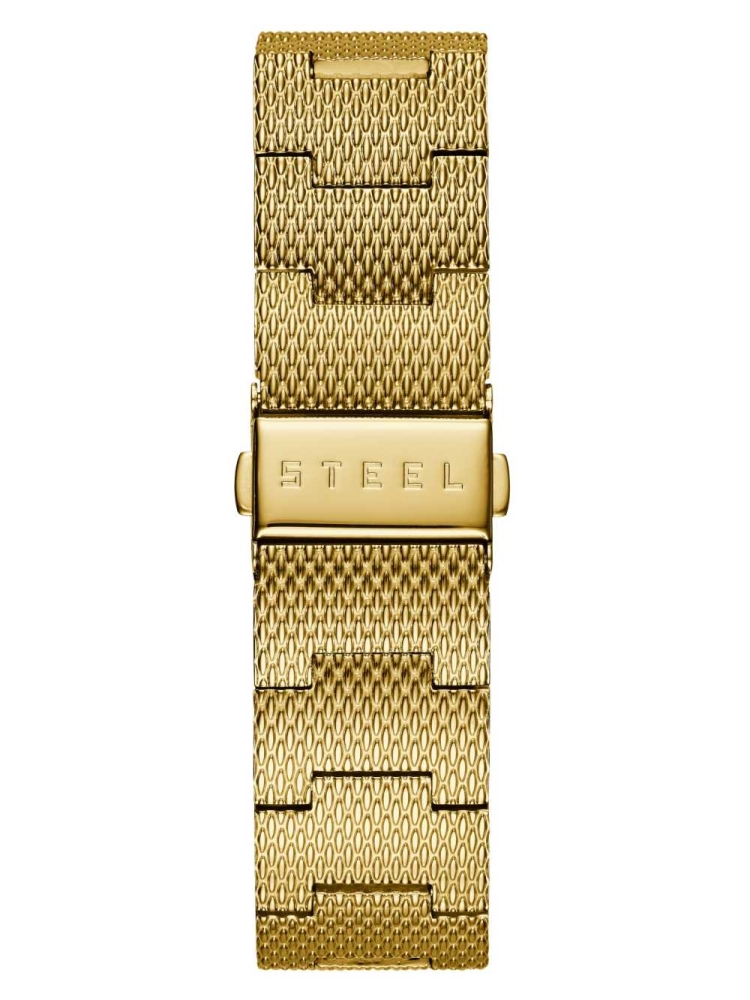 Gold Women's GUESS Gold-Tone Slim Mesh Diamond Watches | USA43RKSMW