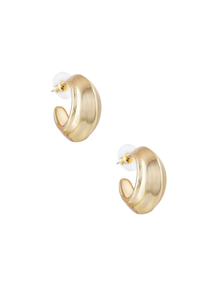 Gold Women\'s GUESS Gold-Tone Wide Hoop Earrings | USA03FLSUD