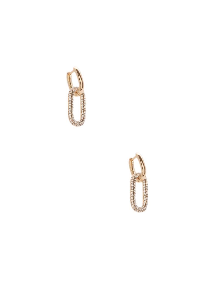 Gold Women's GUESS Pavé Square Hoop Earrings | USA02QTYOG