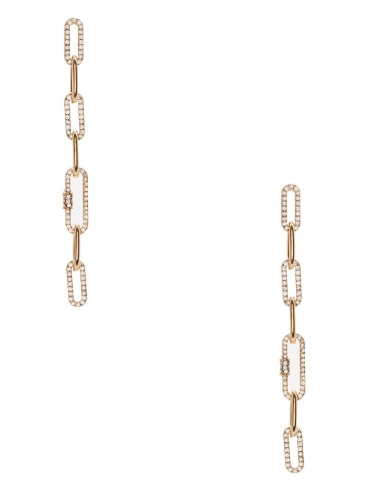 Gold Women\'s GUESS Rhinestone Chain-Link Linear Earrings | USA41TCZEW