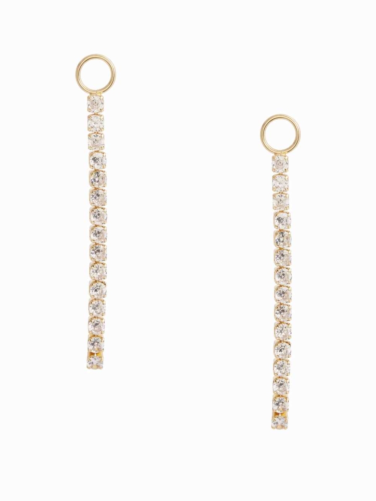 Gold Women\'s GUESS Rhinestone Linear Earrings | USA19LVUAM