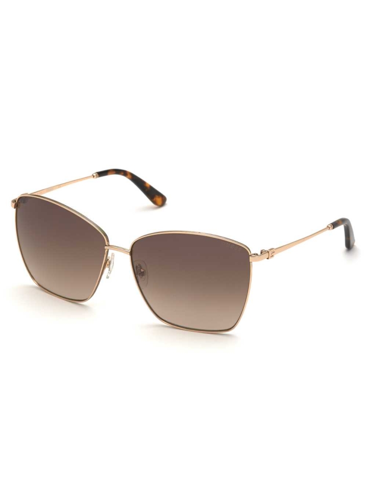 Gold Women's GUESS Square Metal Sunglasses | USA07UJQOZ