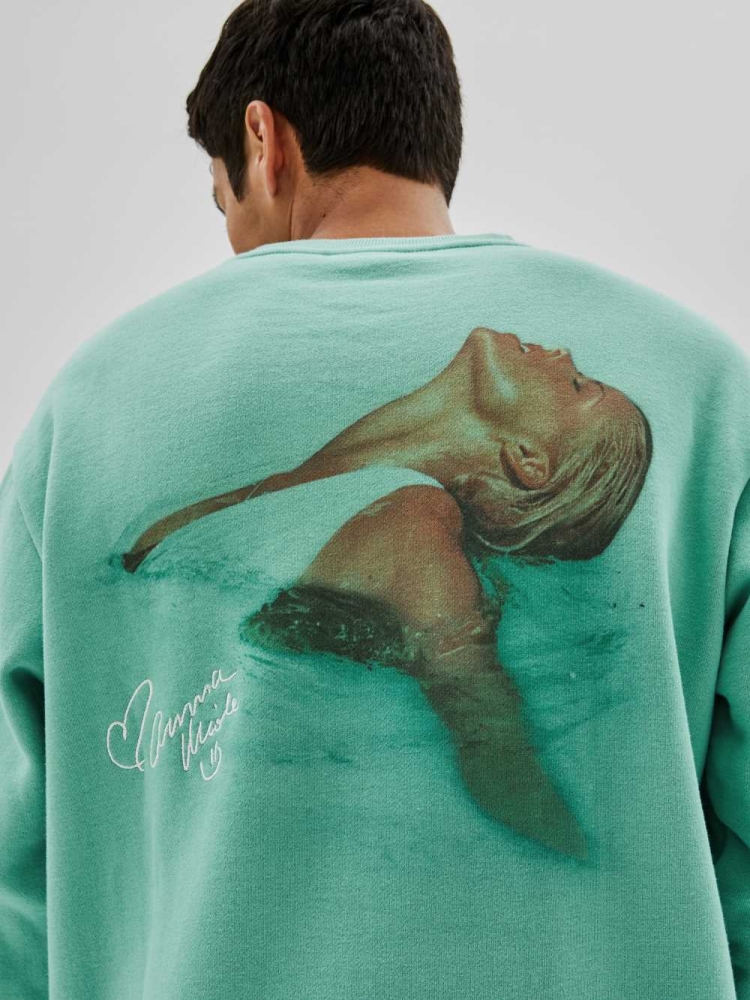 Green Blue Men's GUESS Originals x Anna Nicole Smith Sweatshirt | USA98NQWUP