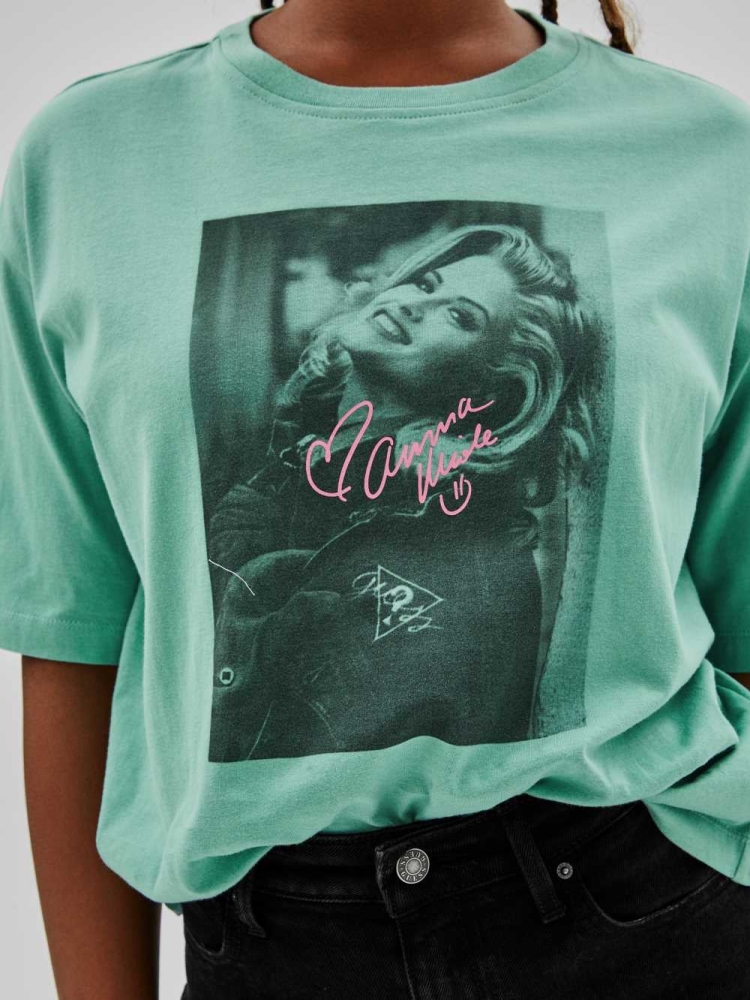 Green Blue Women's GUESS Originals x Anna Nicole Smith T-Shirts | USA49YRNPU