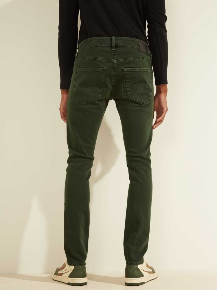 Green Men's GUESS Dyed Skinny Jeans | USA76HTUVA