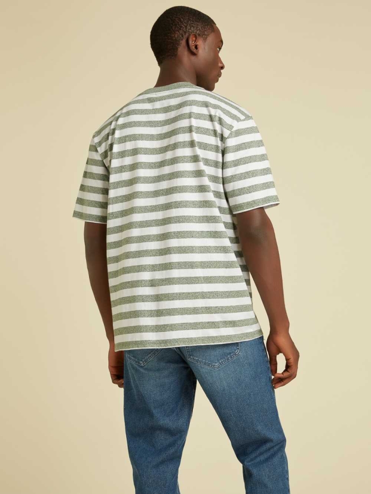 Green Men's GUESS Originals Striped T-Shirts | USA08YKAFP