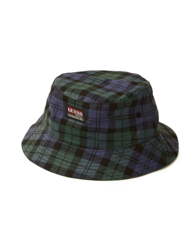 Green Multicolor Women's GUESS Originals Plaid Bucket Hats | USA03VTDUX