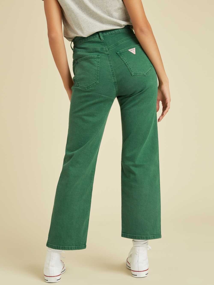 Green Wash Women's GUESS Originals Cropped Mom Jeans | USA17TAOPZ