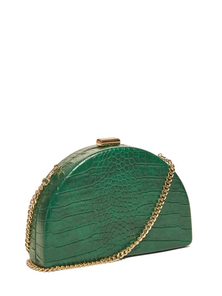 Green Women's GUESS Croc Clutch Crossbodies | USA70UKOAP