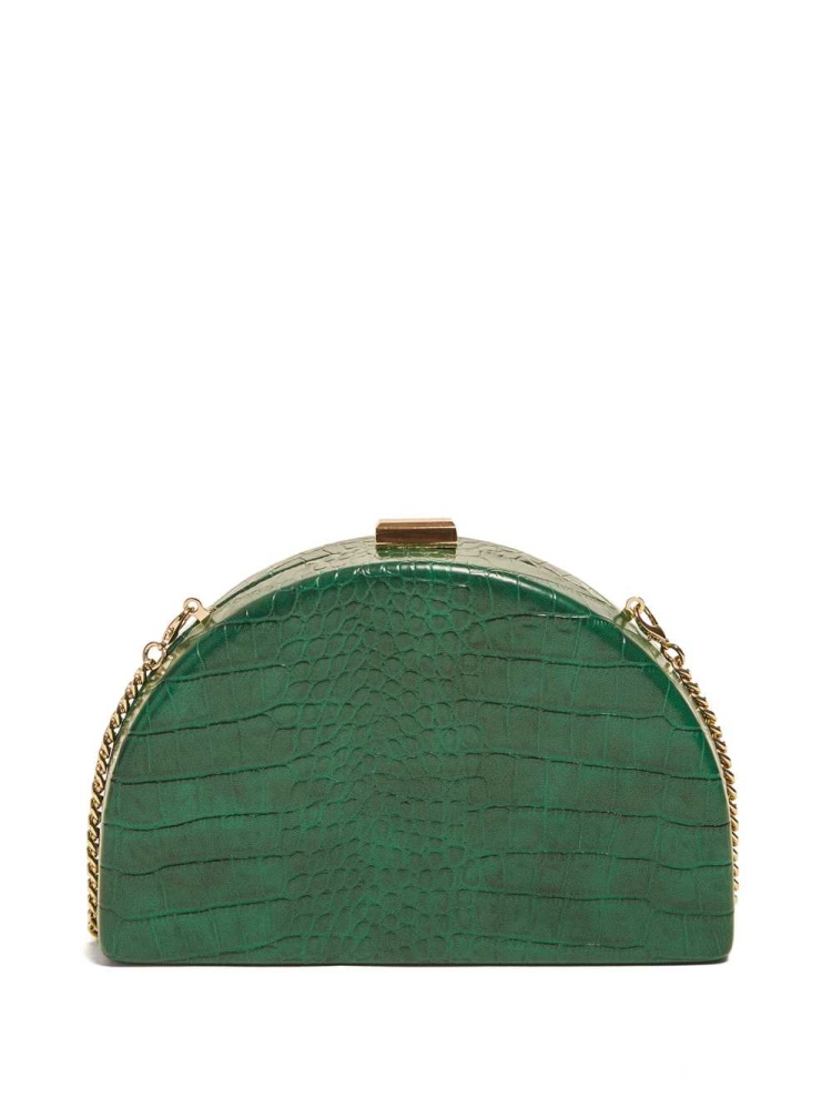 Green Women's GUESS Croc Clutch Crossbodies | USA70UKOAP