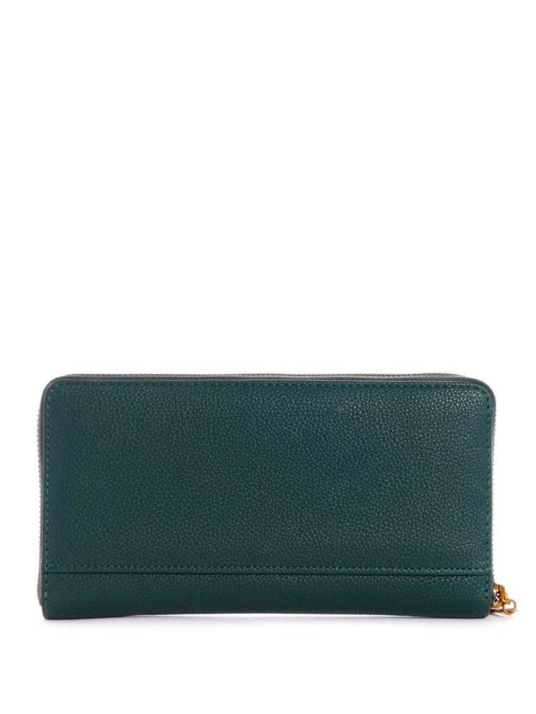 Green Women's GUESS Destiny Check Organizer Wallets | USA62MYZEN