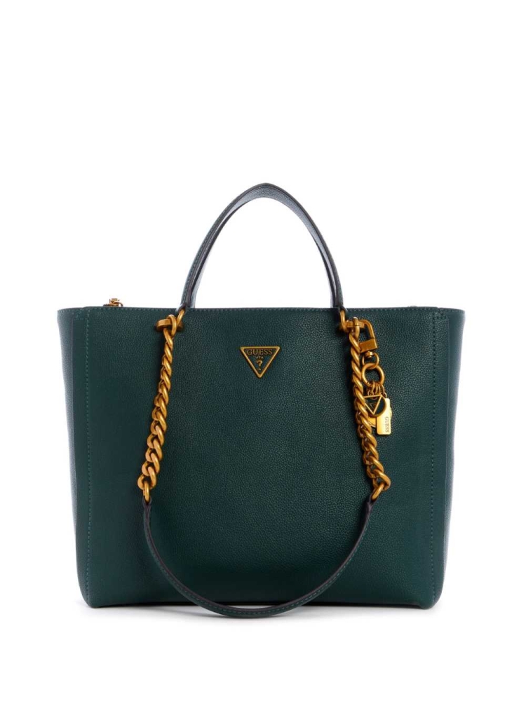 Green Women\'s GUESS Destiny Society Totes | USA82YGHTB